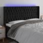 Preview: ARDEBO.de - LED Kopfteil Schwarz 183x16x118/128 cm Samt