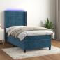 Preview: ARDEBO.de - Boxspringbett mit Matratze & LED Dunkelblau 90x190 cm Samt