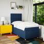 Preview: Boxspringbett mit Matratze Blau 90x190 cm Stoff