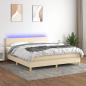 Preview: ARDEBO.de - Boxspringbett mit Matratze & LED Creme 160x200 cm Stoff