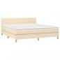 Preview: Boxspringbett mit Matratze & LED Creme 160x200 cm Stoff