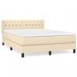 Preview: ARDEBO.de - Boxspringbett mit Matratze Creme 140x190 cm Stoff