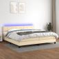 Preview: ARDEBO.de - Boxspringbett mit Matratze & LED Creme 200x200 cm Stoff