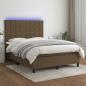 Preview: ARDEBO.de - Boxspringbett mit Matratze & LED Dunkelbraun 140x190 cm Stoff