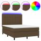 Preview: Boxspringbett mit Matratze & LED Dunkelbraun 140x190 cm Stoff