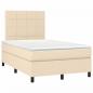 Preview: Boxspringbett mit Matratze & LED Creme 120x190 cm Stoff