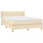 Preview: Boxspringbett mit Matratze Creme 140x190 cm Stoff