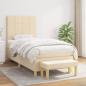 Preview: ARDEBO.de - Boxspringbett mit Matratze Creme 100x200 cm Stoff