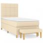 Preview: Boxspringbett mit Matratze Creme 100x200 cm Stoff