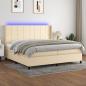 Preview: ARDEBO.de - Boxspringbett mit Matratze & LED Creme 200x200 cm Stoff