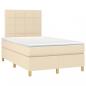 Preview: Boxspringbett mit Matratze & LED Creme 120x190 cm Stoff