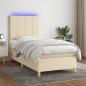 Preview: ARDEBO.de - Boxspringbett mit Matratze & LED Creme 100x200 cm Stoff