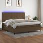 Preview: ARDEBO.de - Boxspringbett mit Matratze & LED Dunkelbraun 200x200 cm Stoff