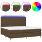 Preview: Boxspringbett mit Matratze & LED Dunkelbraun 200x200 cm Stoff