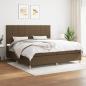 Preview: ARDEBO.de - Boxspringbett mit Matratze Dunkelbraun 200x200 cm Stoff