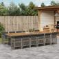 Preview: ARDEBO.de - 13-tlg. Garten-Essgruppe mit Kissen Grau Poly Rattan