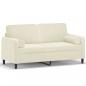 Preview: 2-Sitzer-Sofa mit Zierkissen Creme 140 cm Samt