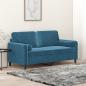 Preview: ARDEBO.de - 2-Sitzer-Sofa mit Zierkissen Blau 140 cm Samt