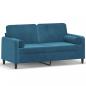 Preview: 2-Sitzer-Sofa mit Zierkissen Blau 140 cm Samt