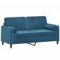 Preview: 2-Sitzer-Sofa mit Zierkissen Blau 140 cm Samt