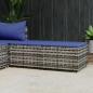 Preview: ARDEBO.de - Gartenhocker mit Kissen 2 Stk. Grau Poly Rattan