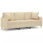 Preview: 3-Sitzer-Sofa mit Zierkissen Creme 180 cm Stoff