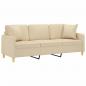 Preview: 3-Sitzer-Sofa mit Zierkissen Creme 180 cm Stoff