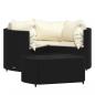 Preview: 4-tlg. Garten-Lounge-Set mit Kissen Schwarz Poly Rattan