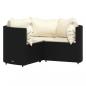 Preview: 4-tlg. Garten-Lounge-Set mit Kissen Schwarz Poly Rattan