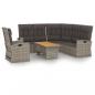 Preview: 3-tlg. Garten-Lounge-Set mit Kissen Grau Poly Rattan