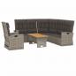 Preview: 3-tlg. Garten-Lounge-Set mit Kissen Grau Poly Rattan