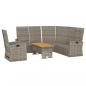 Preview: 3-tlg. Garten-Lounge-Set mit Kissen Grau Poly Rattan