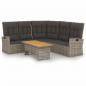 Preview: 2-tlg. Garten-Lounge-Set mit Kissen Grau Poly Rattan