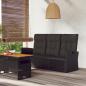 Preview: ARDEBO.de - Gartenbank mit Liegefunktion & Kissen Schwarz 173cm Poly Rattan