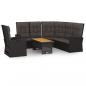 Preview: 3-tlg. Garten-Lounge-Set mit Kissen Schwarz Poly Rattan