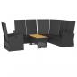 Preview: 3-tlg. Garten-Lounge-Set mit Kissen Schwarz Poly Rattan