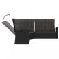 Preview: 3-tlg. Garten-Lounge-Set mit Kissen Schwarz Poly Rattan