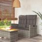 Preview: ARDEBO.de - Gartenbank mit Liegefunktion & Kissen Grau 118 cm Poly Rattan