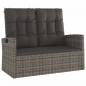 Preview: Gartenbank mit Liegefunktion & Kissen Grau 118 cm Poly Rattan