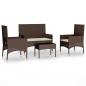 Preview: 4-tlg. Garten-Lounge-Set mit Kissen Braun Poly Rattan