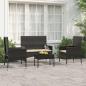 Preview: ARDEBO.de - 4-tlg. Garten-Lounge-Set mit Kissen Schwarz Poly Rattan