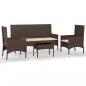 Preview: 4-tlg. Garten-Lounge-Set mit Kissen Braun Poly Rattan