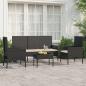 Preview: ARDEBO.de - 4-tlg. Garten-Lounge-Set mit Kissen Schwarz Poly Rattan