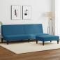 Preview: ARDEBO.de - Schlafsofa 2-Sitzer mit Fußhocker Blau Samt