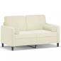 Preview: 2-Sitzer-Sofa mit Zierkissen Creme 120 cm Samt