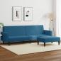 Preview: ARDEBO.de - Schlafsofa 2-Sitzer mit Fußhocker Blau Samt