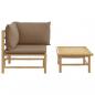 Preview: 2-tlg. Garten-Lounge-Set mit Taupe Kissen Bambus