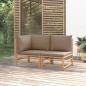 Preview: ARDEBO.de - 2-tlg. Garten-Lounge-Set mit Taupe Kissen Bambus