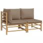 Preview: 2-tlg. Garten-Lounge-Set mit Taupe Kissen Bambus