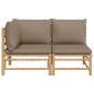 Preview: 2-tlg. Garten-Lounge-Set mit Taupe Kissen Bambus